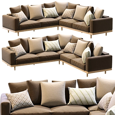 Newport 3-Piece L-Shaped Sectional: Modern Comfort for Your Living Space 3D model image 1 