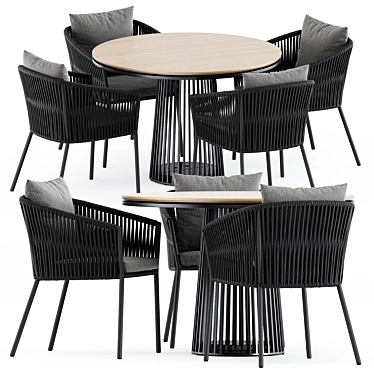 Modern Porto Chair & Grid Table Set 3D model image 1 