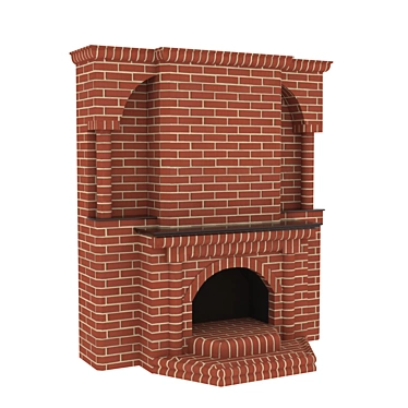 Elegant Brick Fireplace: Classic Charm 3D model image 1 