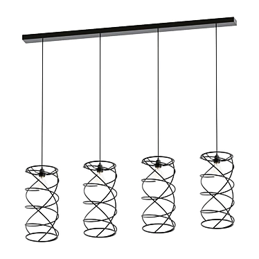 Spira Black 4-Light Hanging Lamp 3D model image 1 