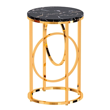Elegant Black Marble Round End Table 3D model image 1 