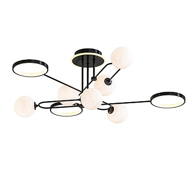 Modern Linear 9-Light Warm Flush Mount 3D model image 1 