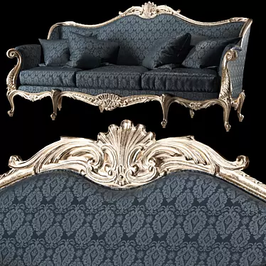 Elegant Rococo Sofa: Exquisite Comfort 3D model image 1 