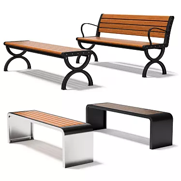 Sturdy Outdoor Bench: internet-inspired design 3D model image 1 