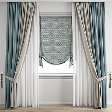 Premium Curtain Model - 3ds Max & Obj 3D model image 1 