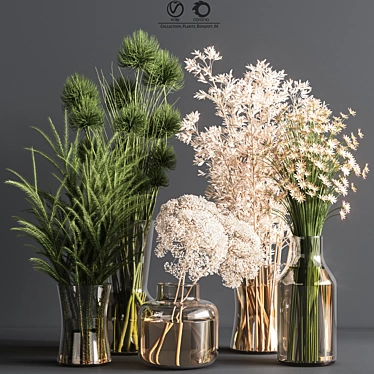 Elegant Greenery Bouquet 3D model image 1 
