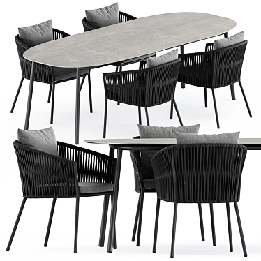 Elegant Porto Dining Chair & Tosca Table Set 3D model image 1 