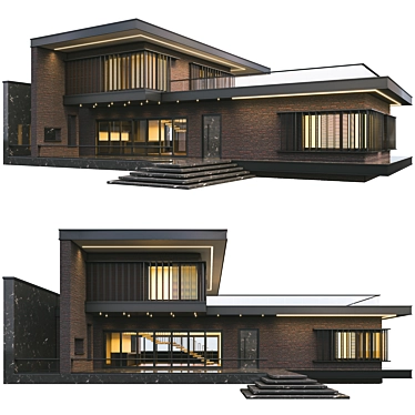 Modern Brick Villa 01 - Spacious Duplex with Roof Garden 3D model image 1 