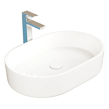 Elegant Oval Ceramic Washbasin 3D model image 1 