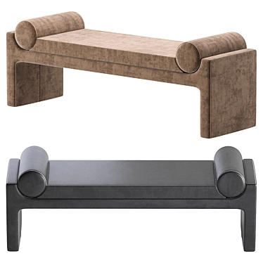 Coco Republic Bleecker Velvet & Leather Bench 3D model image 1 