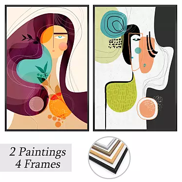 Elegant Artwork Set with Multiple Frames 3D model image 1 