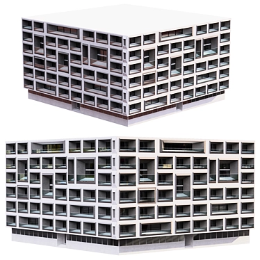 Modern Residential Building Design 3D model image 1 