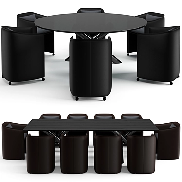 Modern Minotti Dining Set with Van Dyck Table and Case Chairs 3D model image 1 