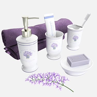 Lavender Bliss: Bathroom Decor Set 3D model image 1 