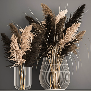 Bouquet 1071. Pampas grass, dried flower, basket