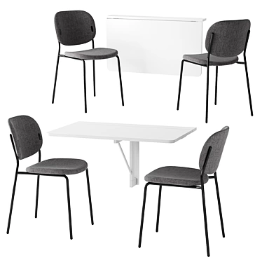 Space-Saving Connubia QUADRO Table with Stylish YO! Chair 3D model image 1 