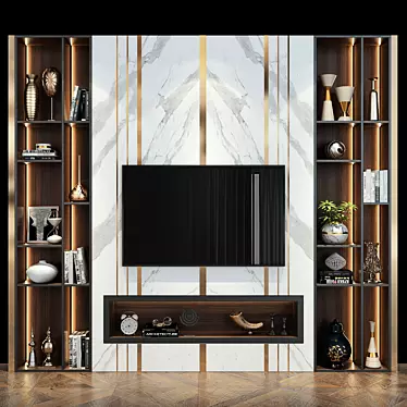 Modern TV Wall Set 292 3D model image 1 