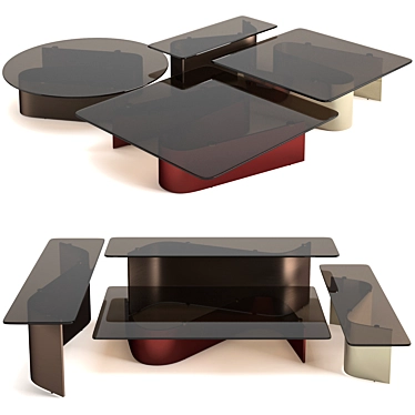 Modern Aluminum Minotti Bender Coffee Table Set 3D model image 1 
