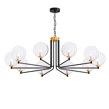 Contemporary Linear Shaded Chandelier 3D model image 1 