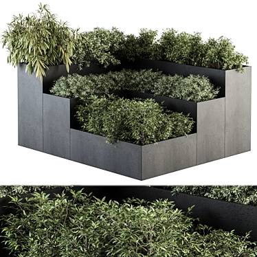 Modern Concrete Planter Set 3D model image 1 