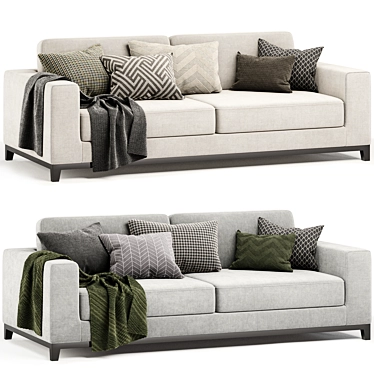 Elegant Frankfurt Sofa, 3-Seater 3D model image 1 
