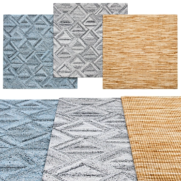 Modern Square Rugs in 3 Sizes 3D model image 1 