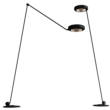 Sleek LED Swing-Arm Floor Lamp 3D model image 1 