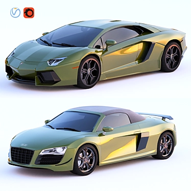 Ultimate Supercars: Audi R8 & Lamborghini Aventador 3D model image 1 