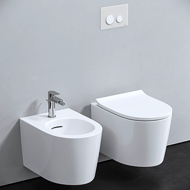 Title: TOTO Wall-Hung Toilet and Bidet 3D model image 1 