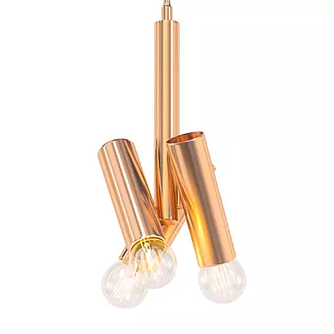 Italian Midcentury Brass Chandelier 3D model image 1 