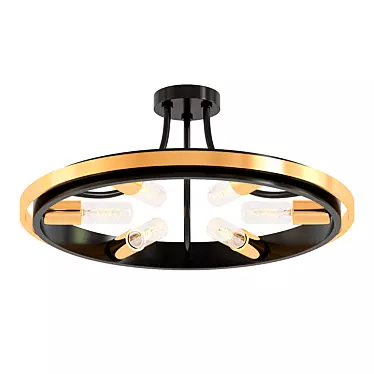 Industrial Loft Chandelier with Concentric Rings 3D model image 1 