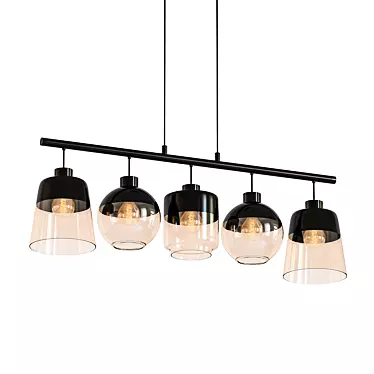 Modern Oval Black and Beige Pendant Light 3D model image 1 