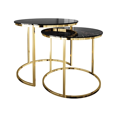 Marble Gold Coffee Table Set 3D model image 1 