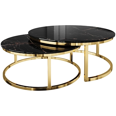Marble Gold Coffee Tables Set 3D model image 1 