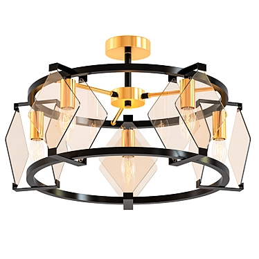 Aragon Amber Glass Metal Chandelier 3D model image 1 