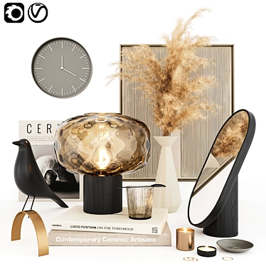 Chic Decor Collection: Pampas Vase, Ceramic Artisans Book, Eames Bird & More 3D model image 1 