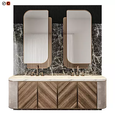 Luxury Marble Wood Bathroom Set 3D model image 1 