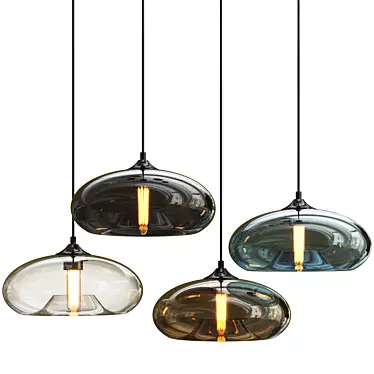 Sleek Glass Pendant Lamp 3D model image 1 