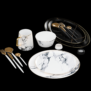 Modern Style Dish Set 3D model image 1 