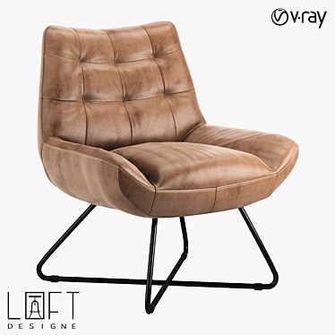 LoftDesign Armchair 31672: Sleek Metal and Leather 3D model image 1 