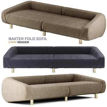 BAXTER FOLD Leather Sofa: Elegant Comfort in Real Leather 3D model image 1 