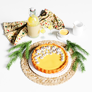 Festive Lemon Pie & Limoncello 3D model image 1 