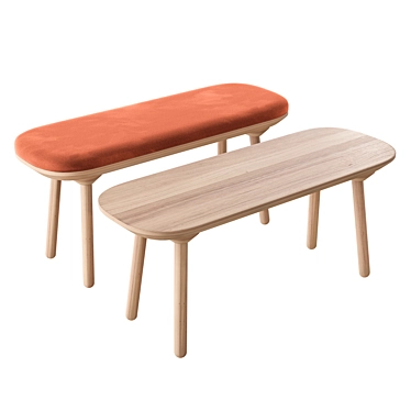 Naïve Wooden Bench: Strong and Visually Appealing 3D model image 1 