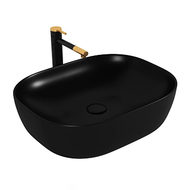 Modern Black Ceramic Countertop Washbasin 3D model image 1 