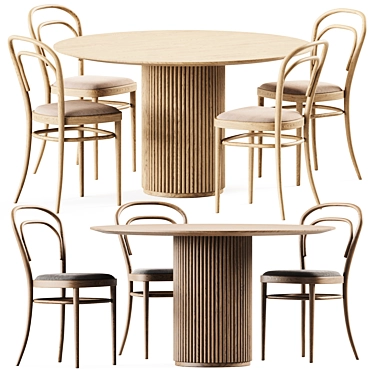 Royal Wood Table & Chair 3D model image 1 