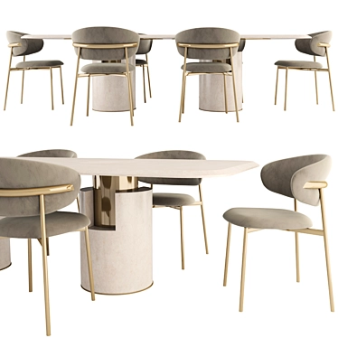 Elegant Dining Set: Alba Table and Oleandro Chair 3D model image 1 