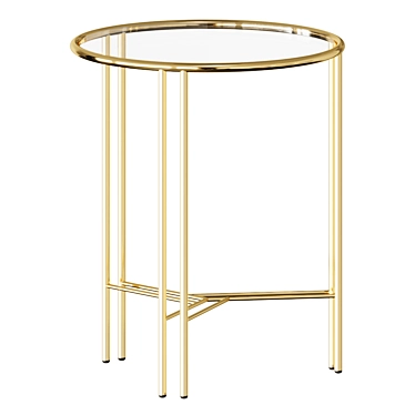 Luxury Gold Metal Glass Side Table 3D model image 1 