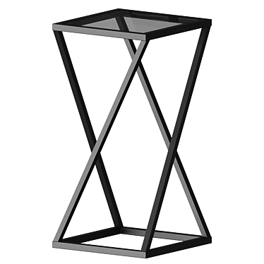 Sleek Black Metal Glass Side Table 3D model image 1 