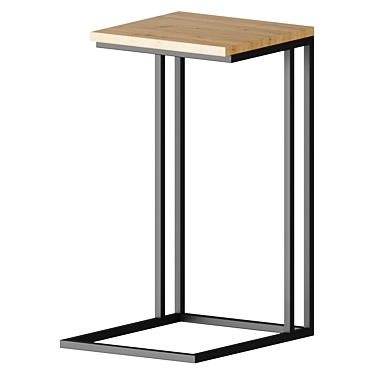 Rustic Fir & Black Metal Side Table 3D model image 1 