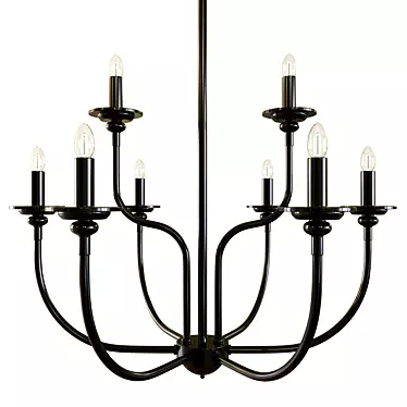 Sleek Black Metal Farmhouse Chandelier 3D model image 1 